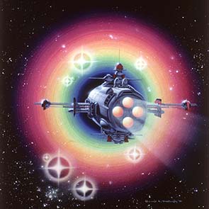 Painting, Space, Space Ships, Space Ship,  Rainbow, Thrusters, Fred Pohl, Starburst, Pohl,Fred