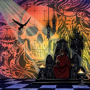 sketch 015, The Black Throne, Fred Saberhagen, Roger Zelazny, skull, throne, bird, robe, sk_015