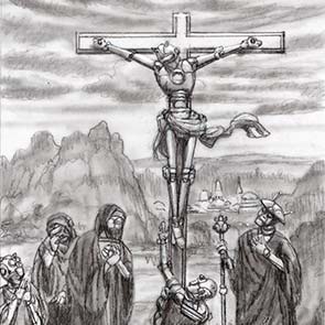 sketch 091, Robot Crucifixion, sketch, robot, sk_091, Jesus