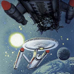 sketch 141, Star Trek, Alan Dean Foster, Enterprise, planet, sk_141, sun, planet