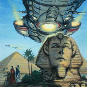 sketch 292, Operation Isis, E. Hoffman Price, Sphinx, pyramid, space ship, sk_292