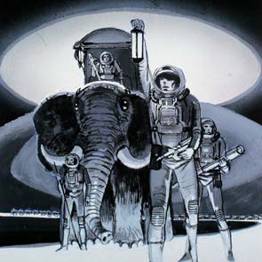 sketch 306, Shadow of the Ship, Robert Fransen, sk_306, elephant, space suit, road, sphere