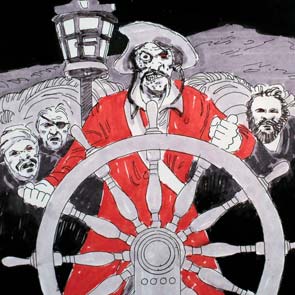 sketch 328, A Wizard in Bedlam, Christopher Stasheff, sk_328, pirate, boat, wheel