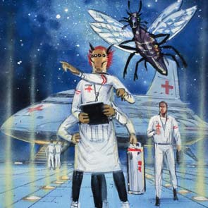 sketch 345, Star Nurse, James White, hospital, alien, bug, sk_345
