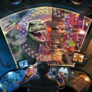 Computer, digital, CGI, Dimensions, Cities, Future, Dinosaur, Technology, Control, Viewscreen, Mattingly, viewer, panel, Conrad's Time Machine, Conrad's, Time Machine
