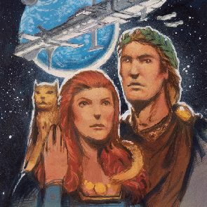 sketch 354, Quest for the Dawnstar, Gordon McBain, cat, space ship, planet