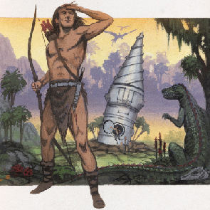 sk_565, sketch 565, Edgar Rice Burroughs, drill, lizard, tree, At the Earth's Core