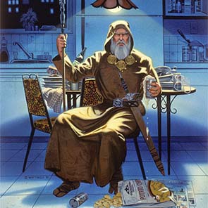 Painting, Wizards, Kitchen, Beer, Potato Chips, Robe, Barbara Hambly, Hambly, Golden Palms, Munson, Chips, matt_029,  A Time of the Dark, dark, The Wizard In The Kitchen, Wizard In The Kitchen