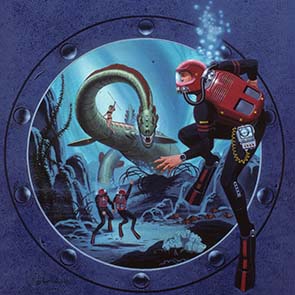 Painting, Science Fiction, Sea, Serpent, Scuba, Portal, Pohl, Williamson, Attack, Pohl And Williamson, matt_086, Undersea Fleet, Fred Pohl and Jack Williamson, Fred Pohl,  Jack Williamson
