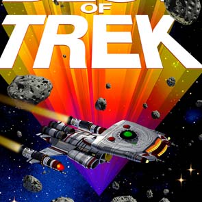 Star Trek, Space Ship, Kirk, Spock, lettering, flight, Enterprise, asteroids, stars, thruster, flare, 