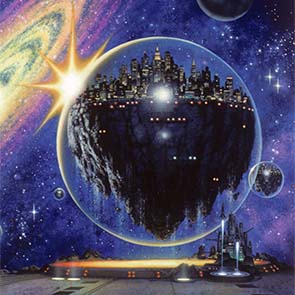 Painting, Space, Space Ships, Space Ship, Explosions, Rocks, James Blish, Cities In Flight, 