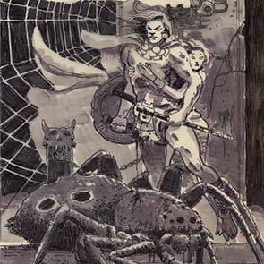sketch 035, Conan, sketch, spider, axe