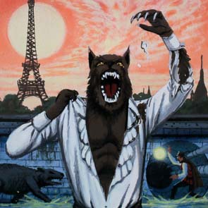sketch 234, The Wizard of the Rue Morgue, Simon Hawke, sketch, werewolf, Eiffel tower, France